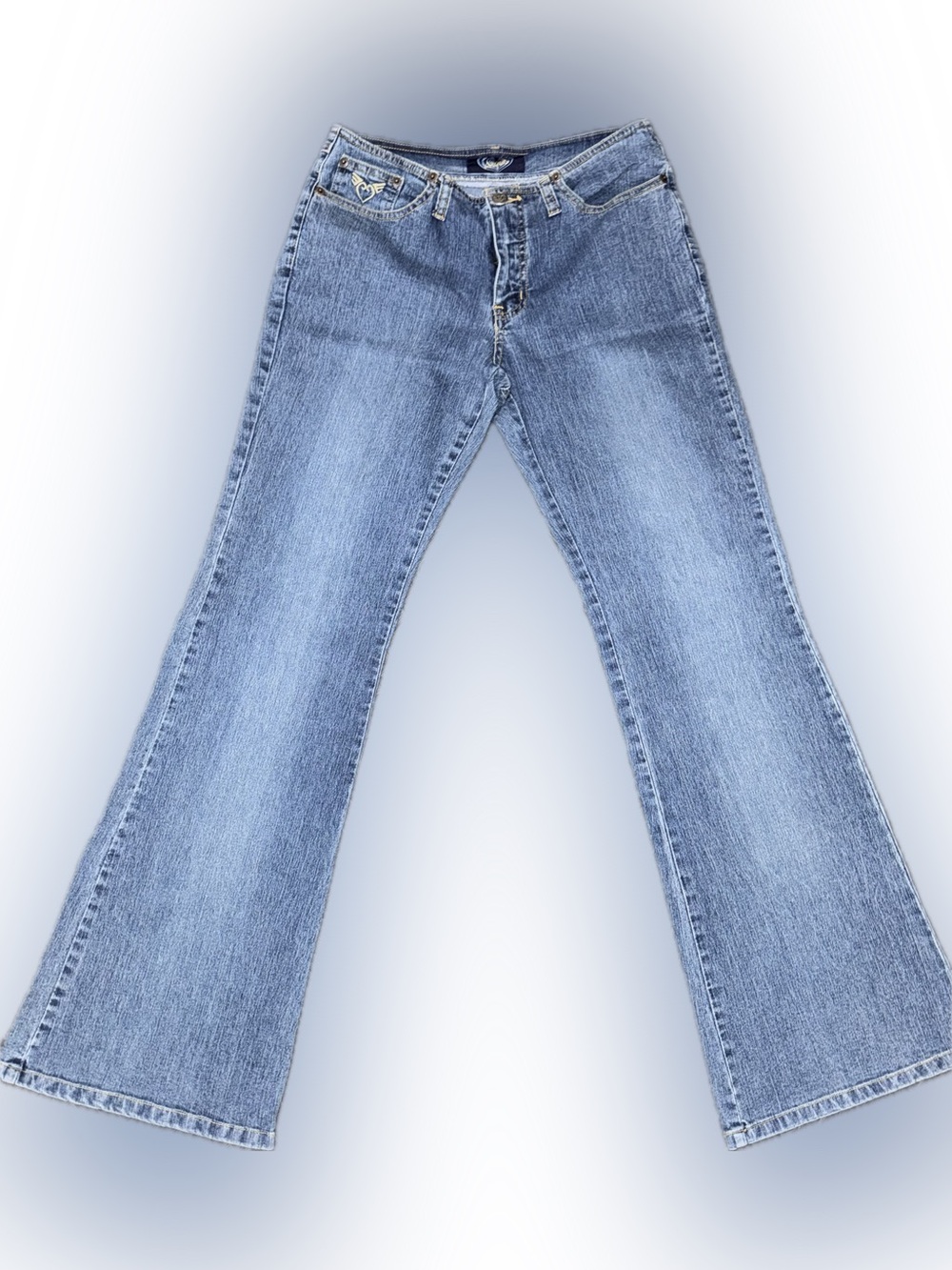 Y2K Women’s Angels Light Blue Low Rise Flare Jeans
